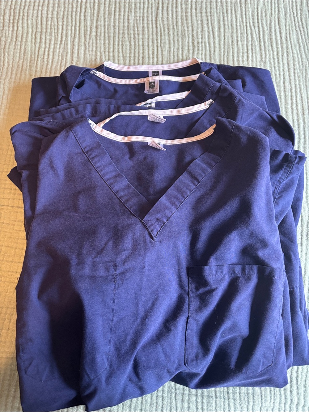5 Scrub tops, navy, 4XLT, big & tall